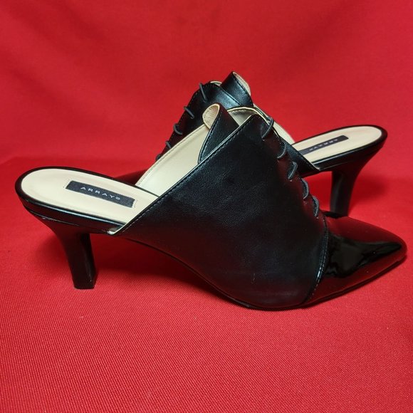 Array Jessie Womens Oxford Faux Leather Mules 8.5 W Black Synthetic - Picture 6 of 11